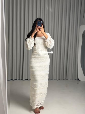 طقم دانتيل ابيض باكسسوارات