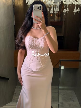 طقم سهرة طويل تطريز دانتيل