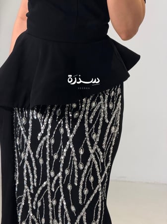 فستان سهرة اسود تطريز يدوي
