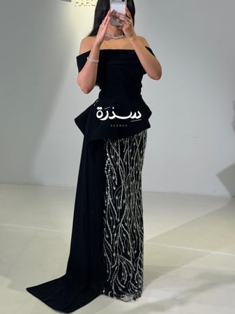 فستان سهرة اسود تطريز يدوي