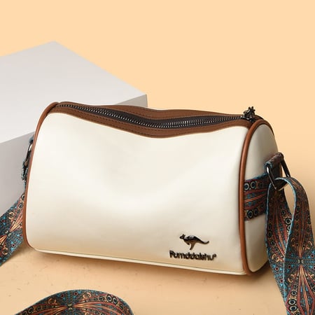 Women-cylindrical-bag-genuine leather-حقيبة نسائية جلد طبيعي اسطوانية