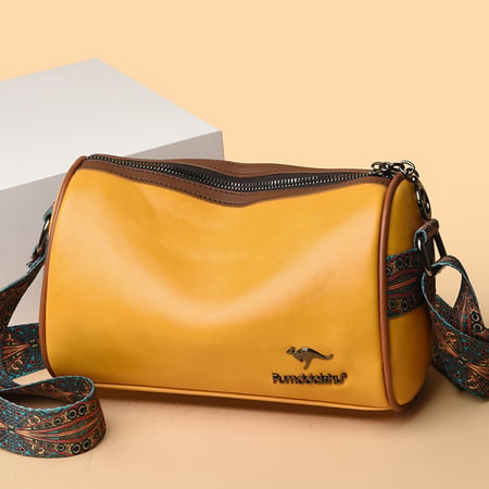Women-cylindrical-bag-genuine leather-حقيبة نسائية جلد طبيعي اسطوانية