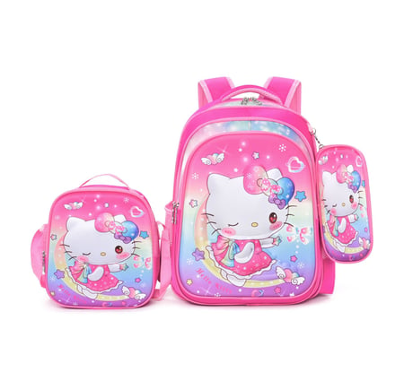 -hellokitty girls school bag set with 3D cartoon images