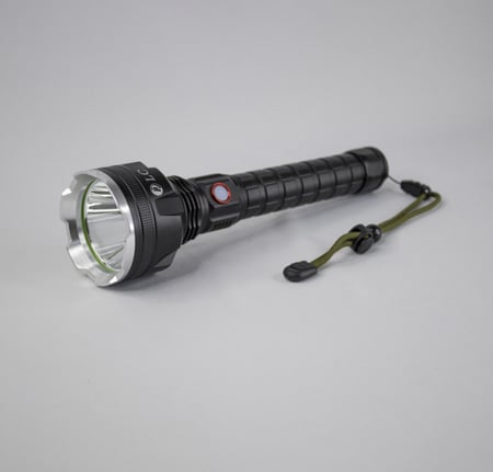 كشاف شحن فائق القوة بطارية 5200 مع 4 أوضاع إضاءة -ألمونيوم أسود