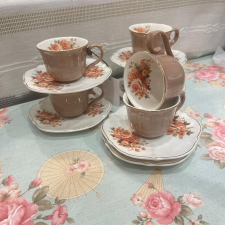 طقم 6 اكواب قهوة تركي لون بني ساده سعة الكوب 110 مل