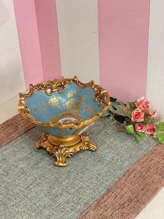 طبق تقديم فواكة طراز فكتوري |Fruit Plate Blue Size:-10x17 cm