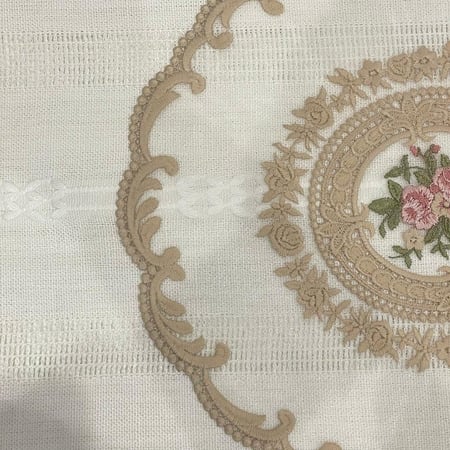 مفرش مائدة دانتيل قطن 28 سم لون موكا | Cotton lace tablecloth 28 cm, mocha color