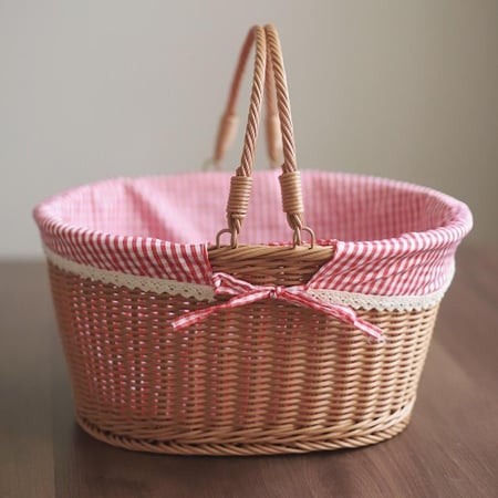 سلة خيزران بالمسكة | Bamboo Basket With Handle