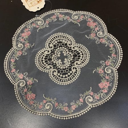 مفرش طاولة دانتيل 30 سم فضي | Lace Table Cover 30 cm Gray