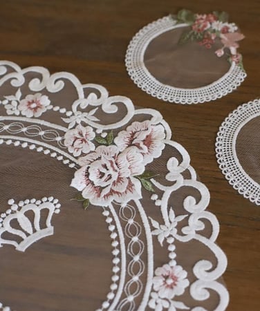 مفرش دانتيل بيضاوي اوف وايت | Lace Oval 20x27 cm Offwhite