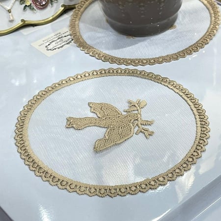 كوستر دانتيل بيج | Lace Coster Size 12 cm Beige