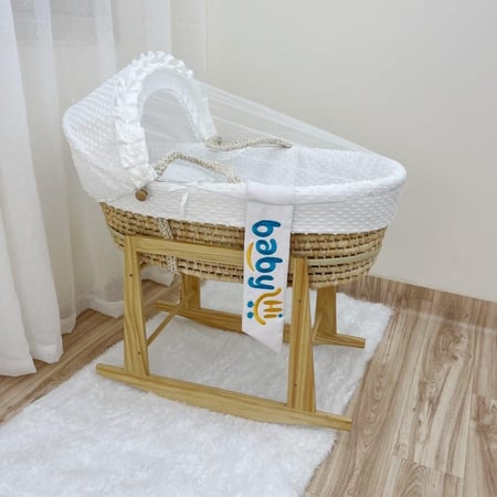 سلة موسى خزف مع حامل هزاز خشبي