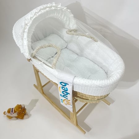 سلة موسى خزف مع حامل هزاز خشبي