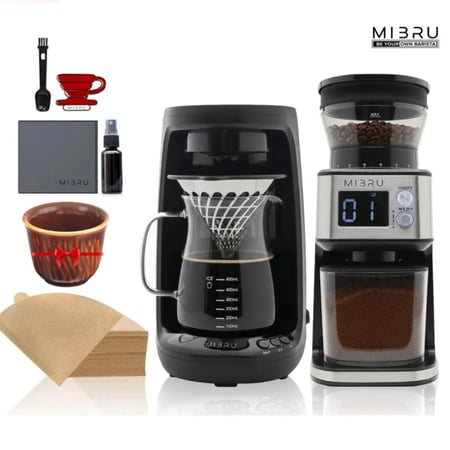 مجموعة V60 مكون من ٥ قطع مع مطحنة كهربائية والة تقطير