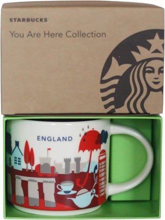 كوب قهوة ستاربكس "You Are Here – England" سيراميك،، تصميم مدن ملون