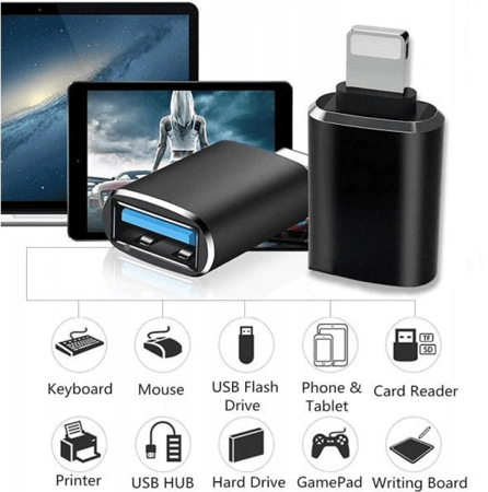 وصلة محول OTG GS-14 لايتيننق الي USB2.0 أسود/رمادي