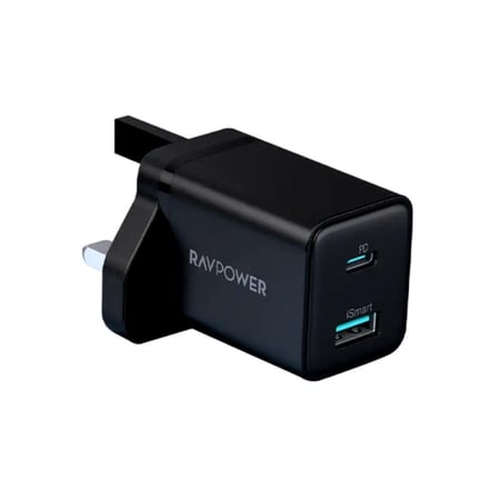 شاحن جداري راف باور 20 واط بمنفذ تايب سي ومنفذ يو اس بي RP-PC168