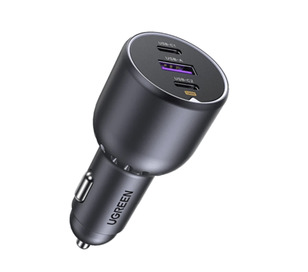 شاحن سيارة يوجرين بمنفذين USB-C وبمنفذ USB بقوة 130 وات