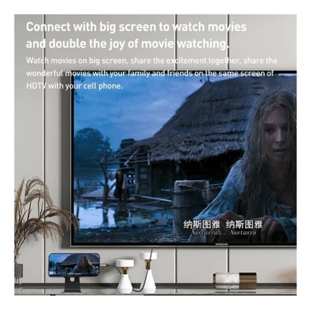 HM-12 وصلة محول من Lightning إلى HDMI مع USB للشحن - 2 متر - ذهبي/أسود