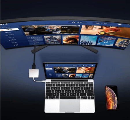 كيبل محول فيديو مزدوج البيانات 4K USB-C إلى محول AV الرقمي