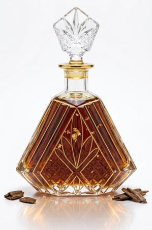 زجاجة عطور فاخرة مطرزة بلمسة ذهبية 500 مل ارتفاع 20 سم