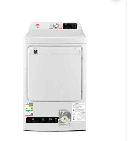 نشاف ملابس هام، 12 كيلو، 10 برامج، تبخير، أبيض - موديل HMDR120W-24AM