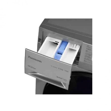 غسالة باناسونيك، فتحة أمامية، 9 كيلو، نشاف 75%، فضي، 1400 لفة - موديل NA-149MG4LSA