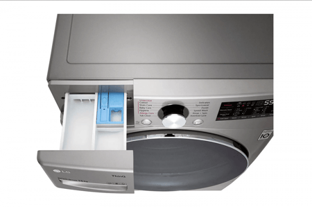 غسالة LG، فتحة أمامية، أوتوماتيك، تنشيف 75%، فضي ستيل، 15 كجم - موديل WF1510XMT