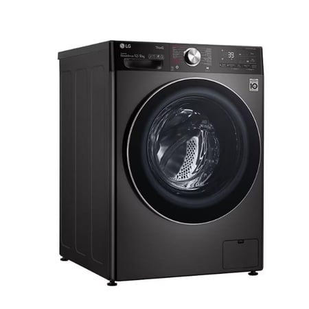 غسالة LG، فتحة أمامية، أوتوماتيك، تنشيف 100%، فضي ستيل، 12 كجم - موديل WSV1208BST