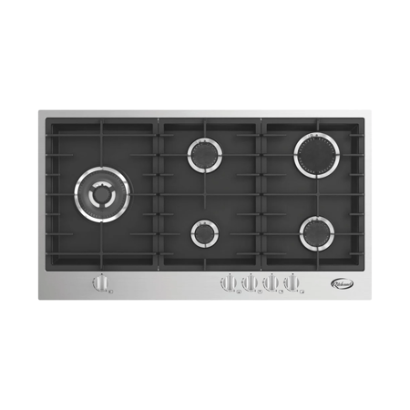 سطح غاز كتشن نت، 5 عيون، إيطالي، اللون أسود مع حواف فضية، مقاوم للصدأ