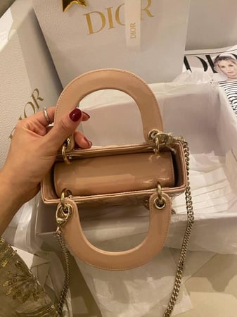 Dior Beige Cannage Leather mini Lady Dior Tote