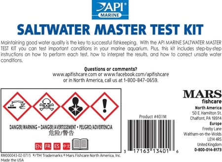 API Saltwater Aquarium Master Test Kit, 550 count - عدة اختبار احترافي لاحواض المياه المالحة 550 قطعة