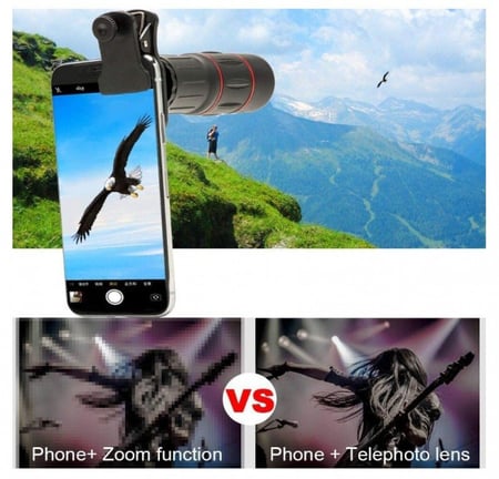 al 18X Clip-On Telephoto Telescope Camera Mobile  عدسات للجوال متعددة المهام
