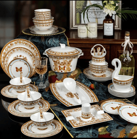 أطقم أواني طعام بريطانية ، من الدرجة الأولى خزف عظمي ، أطقم أدوات مائدة ، وعاء ، ملعقة ، طبق عشاء ، أواني مطبخ ، طقم أدوات مائدة ، 60: