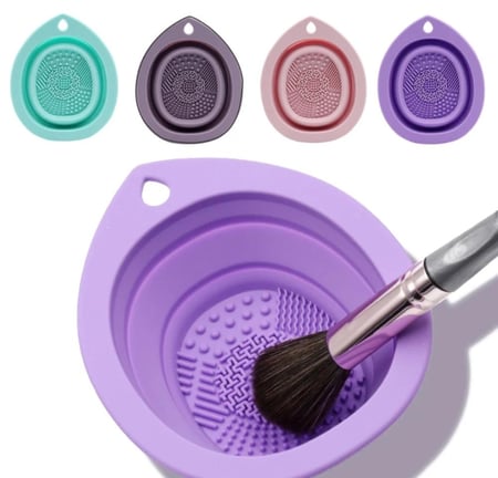 منظف فرشاة مكياج سيليكون ، نفخة بودرة قابلة للطي ، وعاء تنظيف ، فرش ظلال العيون ، حصيرة ناعمة للغسيل ، أدوات تجميل ، صندوق غسيل