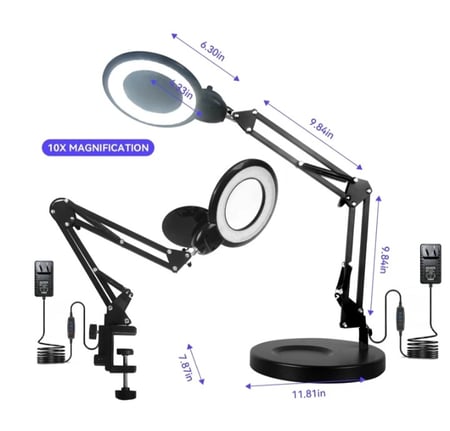قابل للتعديل سوينغ الذراع الإضاءة المكبر ، قوس دائري ، صالون تجميل الوجه ، العناية بالبشرة أداة الجمال ، LED مصباح طاولة مكبر
