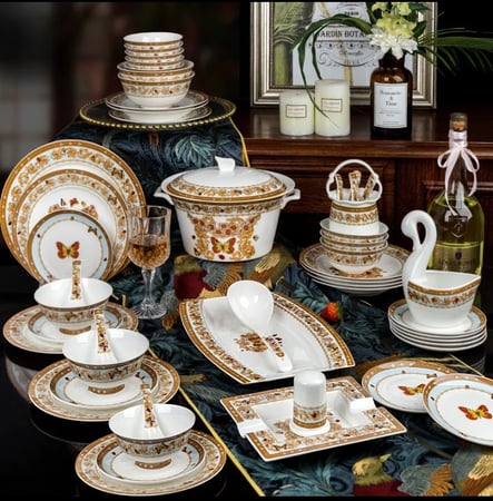 أطقم أواني طعام بريطانية ، من الدرجة الأولى خزف عظمي ، أطقم أدوات مائدة ، وعاء ، ملعقة ، طبق عشاء ، أواني مطبخ ، طقم أدوات مائدة ، 60: