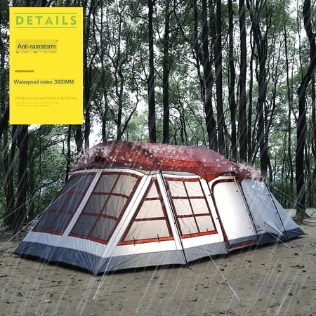 خيمة للحفلات العائلية مضادة للمطر ، منزل متحرك ، تخفيف للتنزه ، شاطئ ، خيمة تخييم خارجية ، 2 غرفة نوم ، 1 غرفة معيشة ، 6 8 10 12 شخص