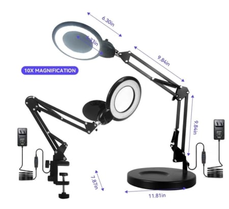 قابل للتعديل سوينغ الذراع الإضاءة المكبر ، قوس دائري ، صالون تجميل الوجه ، العناية بالبشرة أداة الجمال ، LED مصباح طاولة مكبر