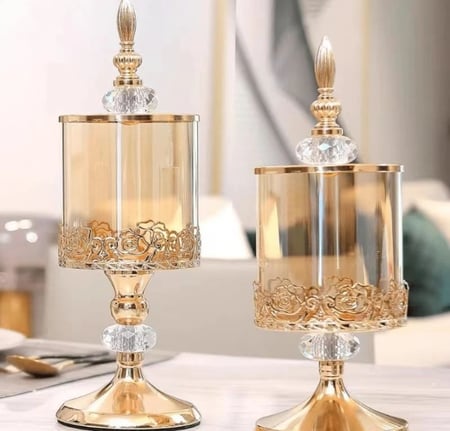 جرة تخزين حلوى من الزجاج الكريستالي بغطاء ، على الطراز الأوروبي ، غرفة المعيشة ، طاولة القهوة ، الحلي الزخرفية