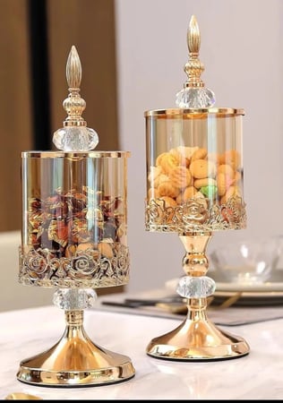 جرة تخزين حلوى من الزجاج الكريستالي بغطاء ، على الطراز الأوروبي ، غرفة المعيشة ، طاولة القهوة ، الحلي الزخرفية