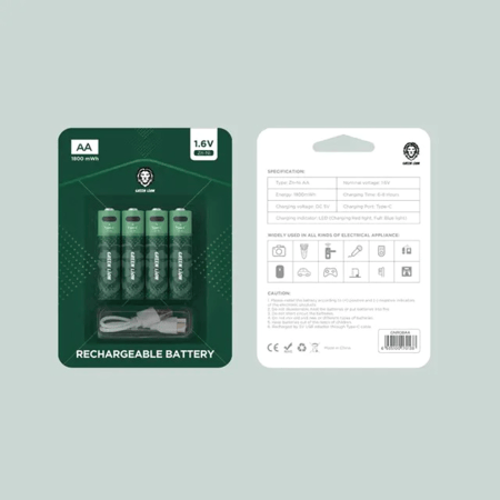 حجر بطاريات قابلة للشحن بحجم 1800 مللي امبير ماركة GREEN