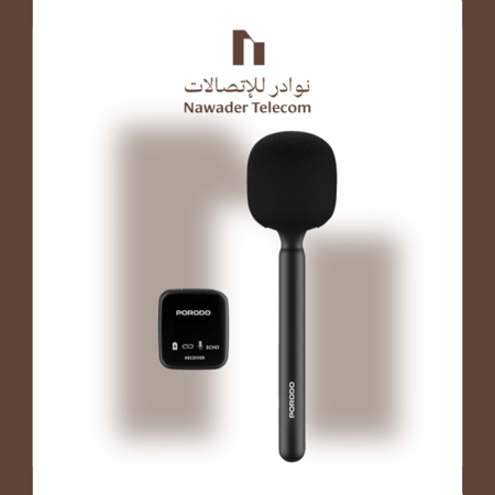 مايكروفون ثنائي + حامل باليد على جميع الاجهزة ماركة PORODO