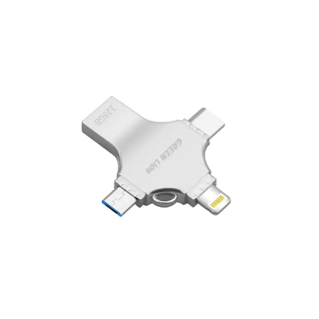 فلاش درايف نقل البيانات 4 في 1, 128GB - سيلفر Green Lion 4-In-1 USB Flash Drive 128 GB - Silver