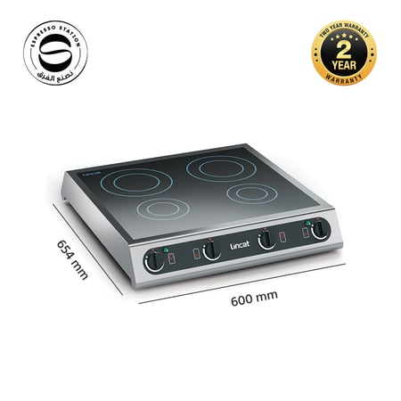 (LINCAT IH42) موقد حث كهربائي  من الفولاذ المقاوم للصدأ - 4 مناطق زجاجية سيراميكية