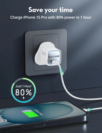 راف باور - فيش جداري بمنفذ تايب سي بقوة 30 واط - ابيض