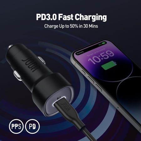 جودا شاحن سيارة USB‑C PD 20 W – أسود