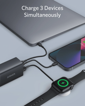 أنكر - شاحن جداري بقوة 65 واط بمنفذين تايب سي ومنفذ USB