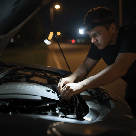 مِصْبَاح رأس جرين ليون القابل لإعادة الشحن - أسود