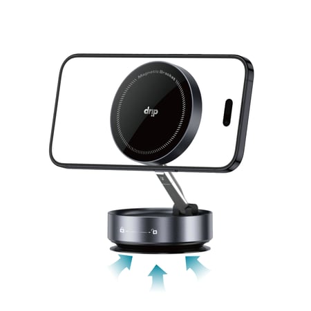 Drip حامل جوال مغناطيسي بالشفط اليدوي – أسود